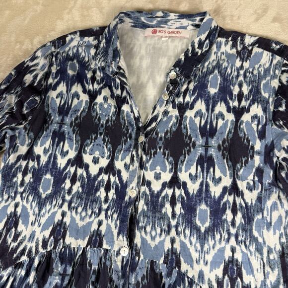 Blue Patterned Mini Dress - Picture 3 of 11